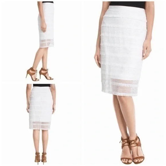 WHBM size 6 white fringe 2 piece skirt top set - Picture 3 of 14